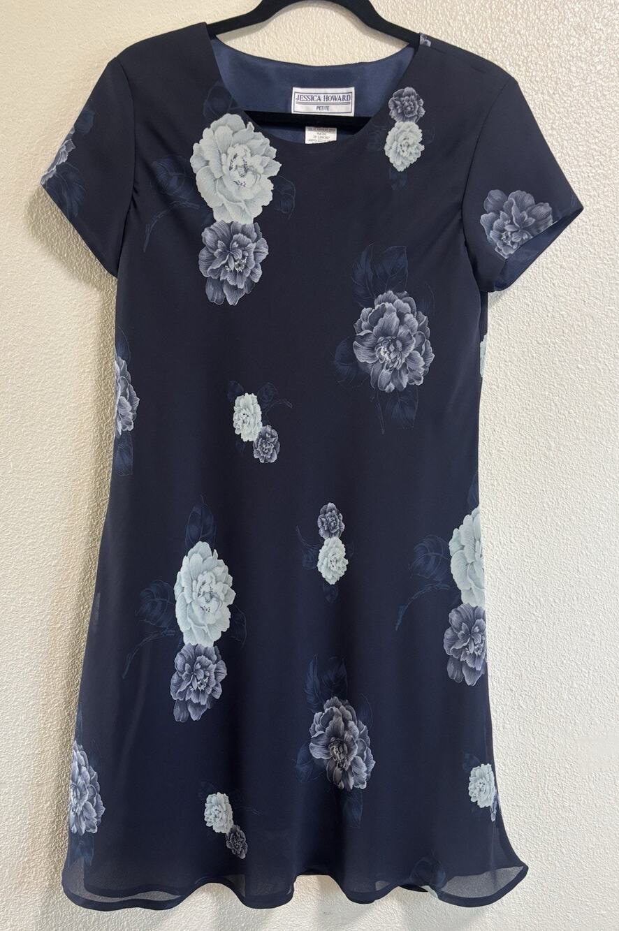 Jessica Howard Petite Vintage Dress Short Sleeve floral Event Cottage Size 14